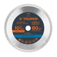 Disco Sierra Madera de 10" Centro 5/8" 80 Dientes