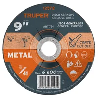 Disco Corte de Metal de 9" Uso General