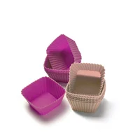 Capacillos de Silicona Cuadrados Setx12 Und Press 77234 Fucsia/beige