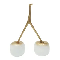 Fruta Cereza X2 Cerámica 18.5x26 cm Blanco Oro Frutas