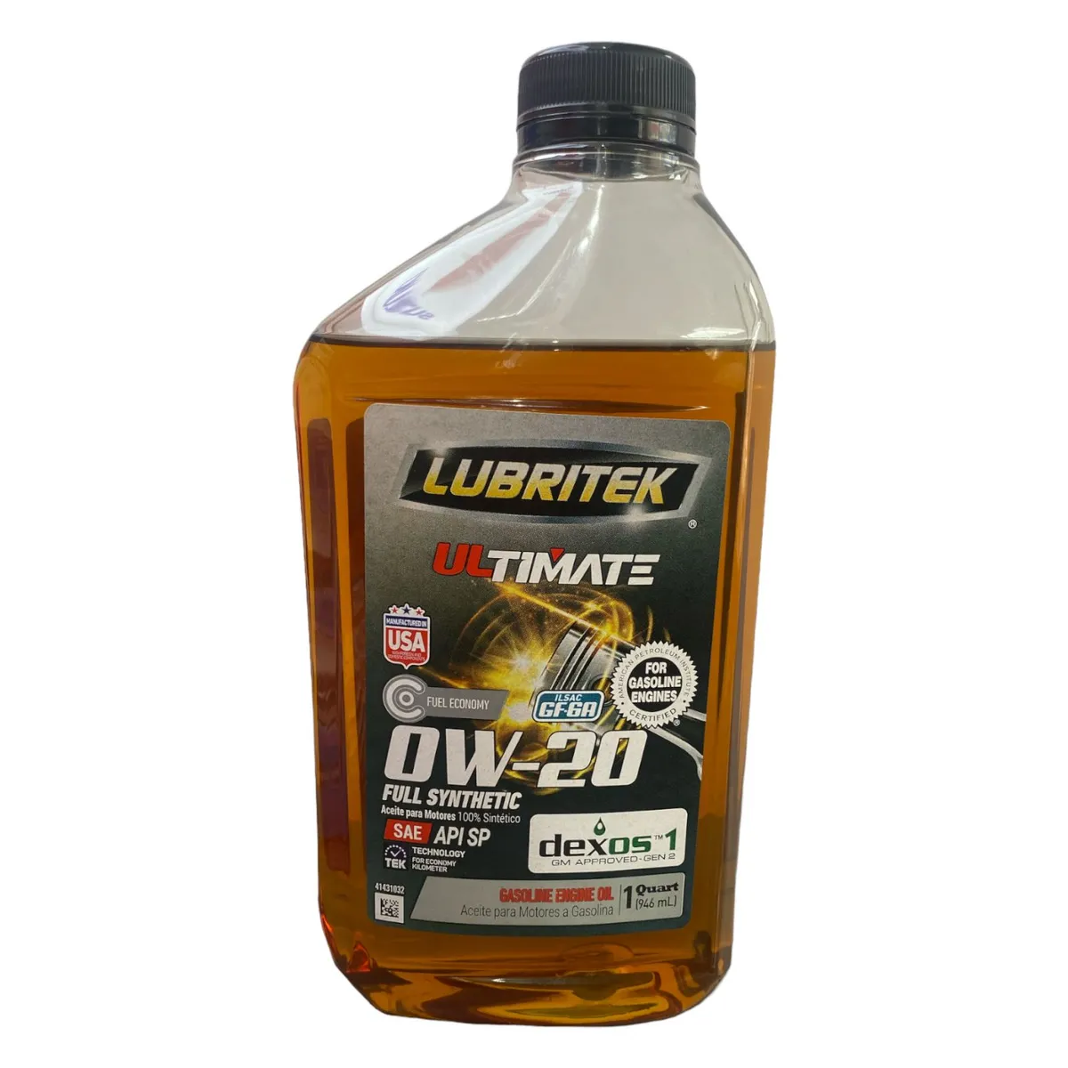 LUBRITEK - Aceite 0W-20 Sintético Ultima/Hibrido 1/4Gl Lubrit