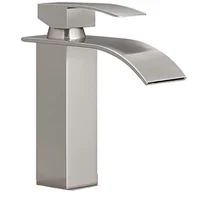Grifería Monocontrol Baja Cascada Curvo Niquel Consumo 8.3 l/min