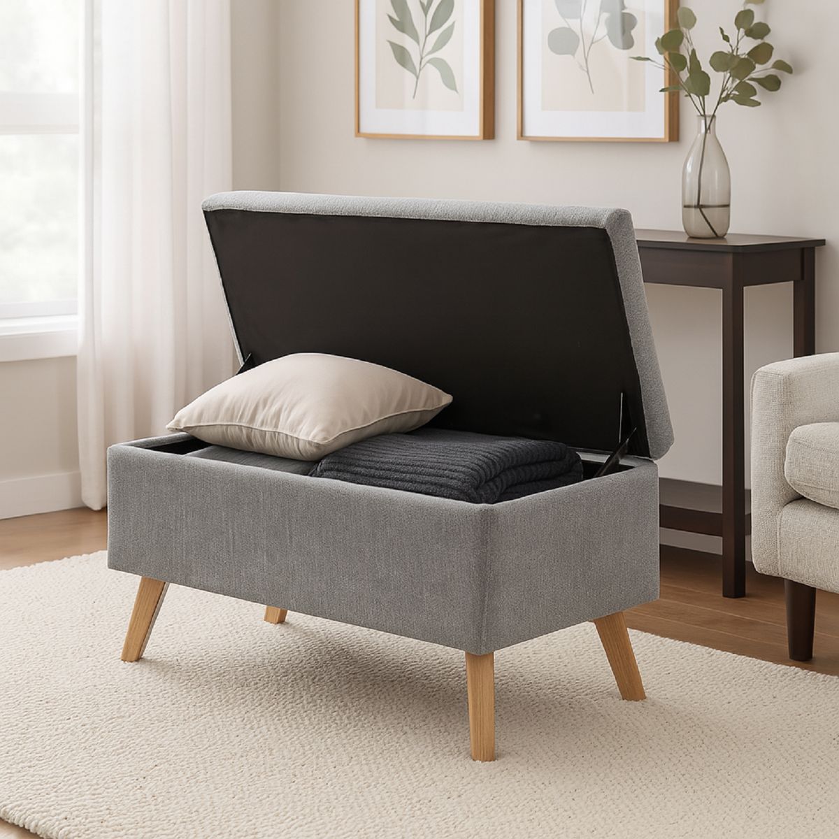 DKO DESIGN SAS - Puff baul gris falcon 46x82x42cm gris