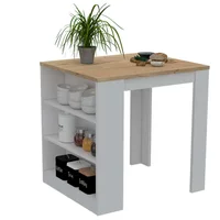 Mueble Auxiliar De Cocina Tanna Duna Y Blanco 79 Cm Con Entrepaños