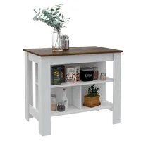 Mueble Auxiliar De Cocina Cala Blanco Y Caramelo 103 Cm Con Entrepaños