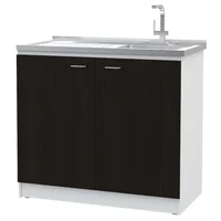 Mueble Inferior Derecha Nápoles Wengue Y Blanco 100 Cm Con Mesón