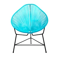 Silla Exterior 1 Pieza Metal Fibra Sintética Petunia Aguamarina