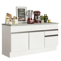 Mueble De Cocina Bajo Glamy 1.50 Metros 2 Puertas 2 Cajones Con Encimera - Blanco