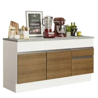Mueble De Cocina Bajo Glamy 1.50 Metros 2 Puertas 2 Cajones Con Encimera - Blanco/Marrón