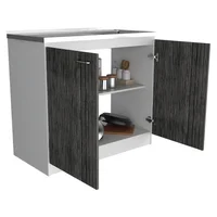 Mueble Inferior Kit Lavaplatos Napoles Rta Blanco Nevado + Roble Gris