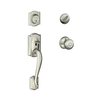 Juego de Manijas con Cerradura Schlage Camelot de Níquel Satinado y Diseño Redondo
