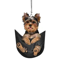 Adorno Colgante de Perro Razas Mascotas Espejo Retrovisor 3d Yorkie