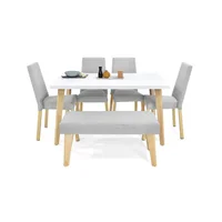 Set Comedor 6 Puestos Lugo Matiz Viena 76X138X80 Plata