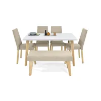 Set Comedor 6 Puestos Lugo Matiz Viena 76X138X80 Beige