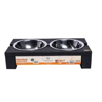 Comedero Para Perro  Madera Plástica Talla S 32x8x15 Gris Induecon
