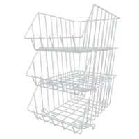 Set X3 Canasta Apilable Pequeña Plastificado Blanco