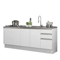Kit 2 Muebles De Cocina Bajo Glamy 2.00 Metros - Blanco