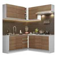 Cocina Integral de Esquina Glamy 3.50 Metros - Blanco/Marrón 03