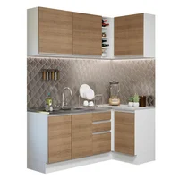 Cocina Integral de Esquina Glamy 2.70 Metros - Blanco/Marrón 01