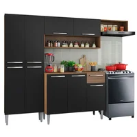 Cocina Integral Emilly Top 2.30 Metros - Marrón/Negro