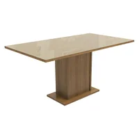 Mesa de Comedor Rectangular 5275 Tapa de Cristal Marrón/crema