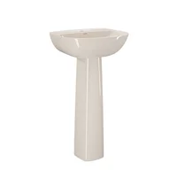 Combo Manantial : Sanitario Manantial Redondo Beige De 2 Piezas + Lavamanos Manantial Con Pedestal + Grifería Nogal  4 Pulgadas + Kit Accesorios Nogal  Cromados 4 Piezas Corona