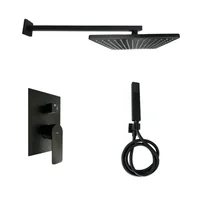 Grifería De Ducha Spazio Negro Con Salida Bañera +Regadera Maxim+Teleducha Modern 6 Piezas Consumo 9.3 l/min