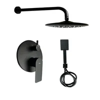 Grifería Monocontrol Con Salida Bañera Element Negro+Ducha En Abs 22cm Redonda+Teleducha Elite 6 Piezas Consumo 9.3 l/min