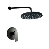 Grifería Ducha Element Negro Mate Monocontrol+Regadera Redonda+Brazo Muro Red Consumo 9.3 l/min
