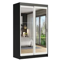 Closet Tokio 218X109X54 2 Puertas Espejo Negro Blanco