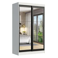 Closet Tokio 218X109X54 2 Puertas Espejo Blanco Negro