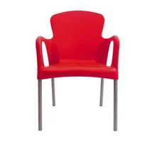 Silla Cafetería Eva con Brazos Rojo Set X 4 Unidades