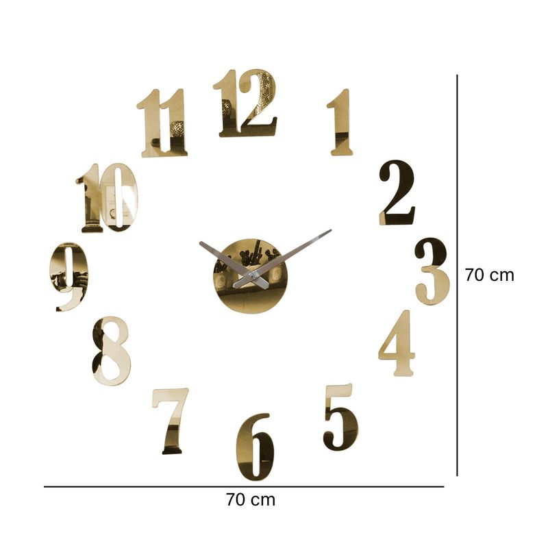 Reloj De Pared 3d Acrílico 70x70 Cm Oro Amsterdam