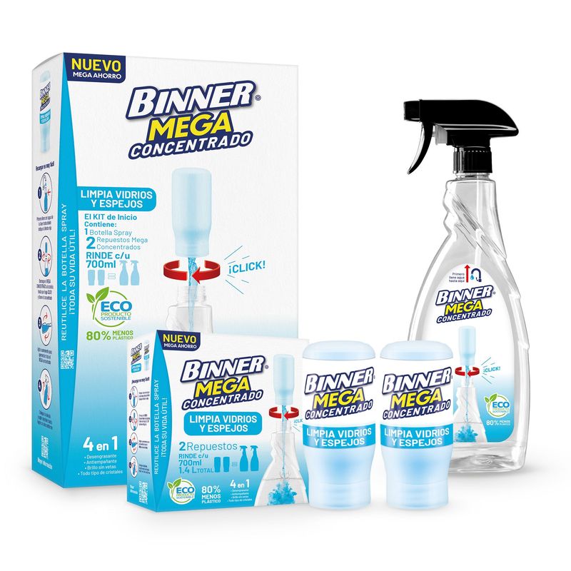 Kit Limpiavidrios Megaconcentrado 100 Ml Binner BINNER | falabella.com
