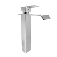 Grifería Para Lavamanos Alta Mezclador Cascada Slim Cromo Brillante Consumo 9 l/min