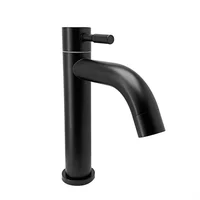 Grifería Para Lavamanos Baja Pico Curvo Agua Fria Acero Inox 304 Negro Mate 2020461 Emotion Black Consumo 9 l/min