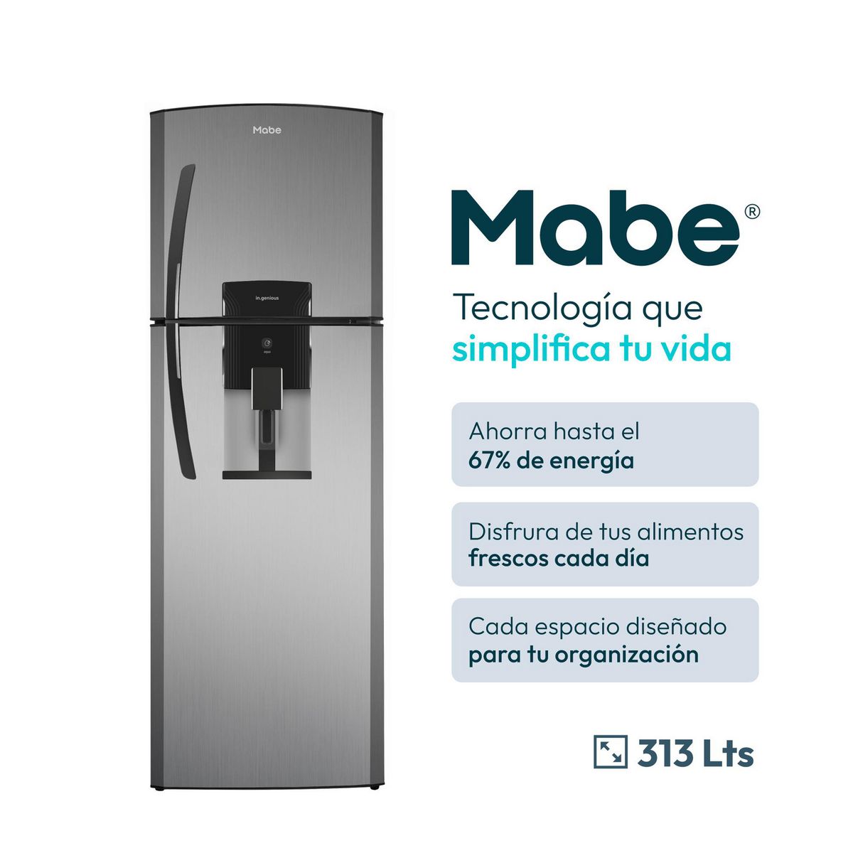 MABE - Nevera No Frost 313 Litros Platinum RMA313FXCT