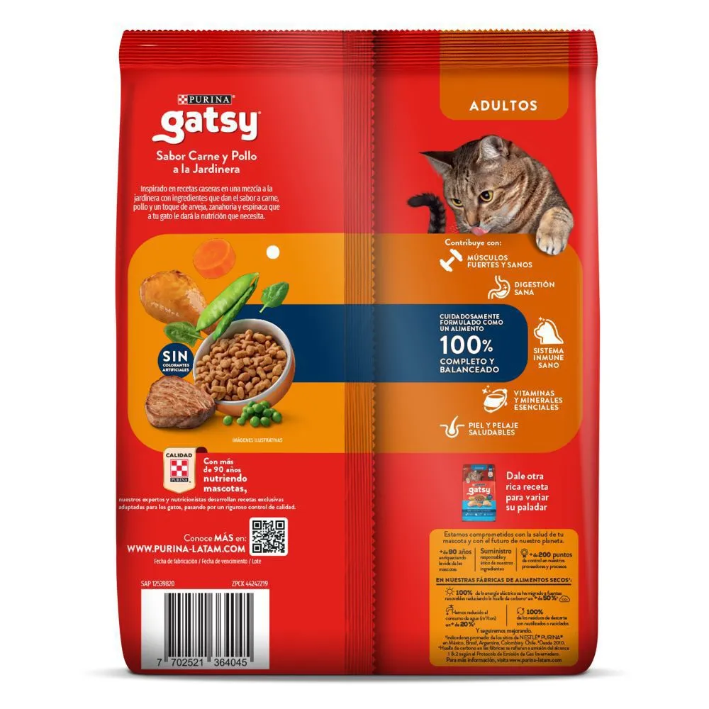 Comida Seca Para Gato Adulto Gatsy Pollo Y Carne 500g