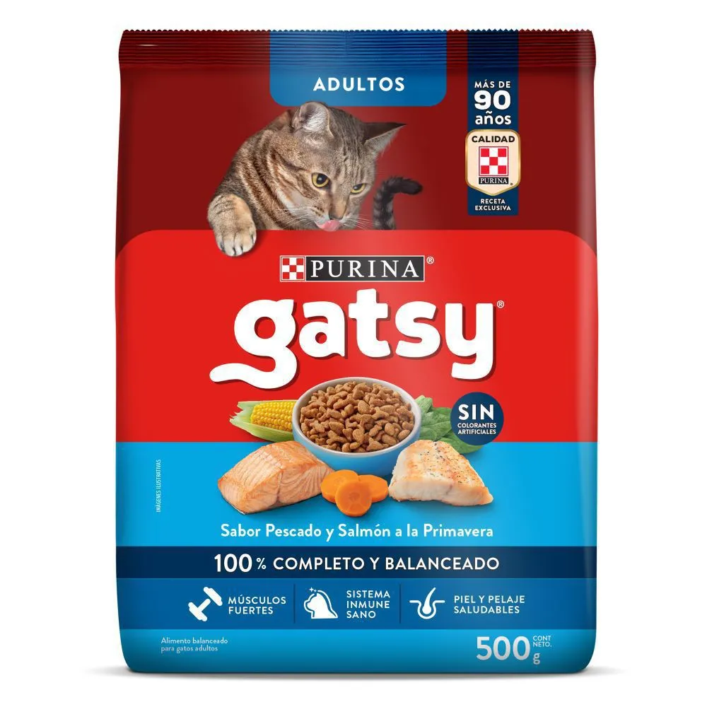 Comida Seca Para Gato Adulto Gatsy Pescado Y Salmón 500g