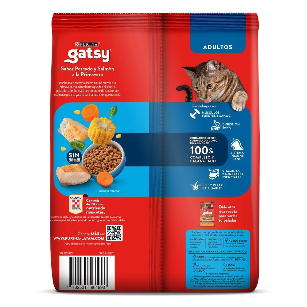 Comida Seca Para Gato Adulto Gatsy Pescado Y Salmón 500g