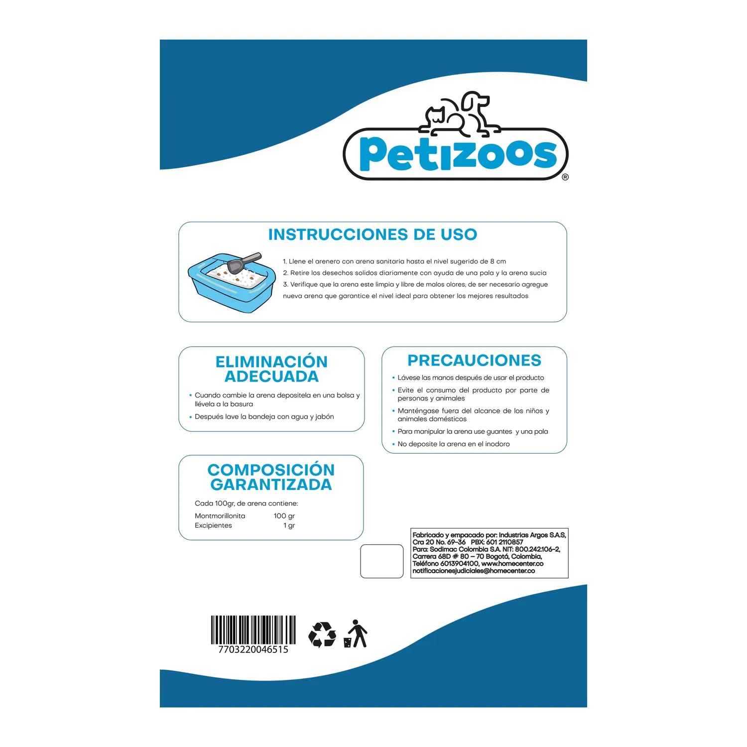 Arena Sanitaria  Gato Aglomerante Absorbente Bentonita Petizoos Económica  9 kg