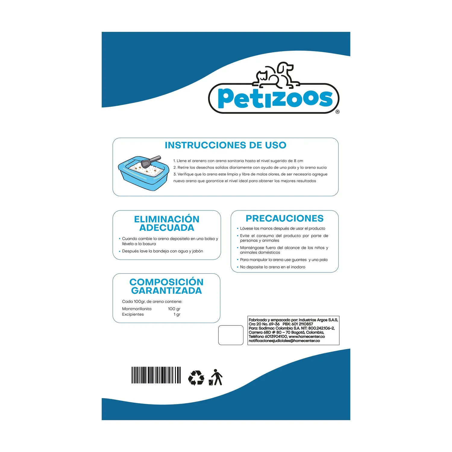 Arena Sanitaria  Gato Aglomerante Absorbente Bentonita Petizoos Económica  20 kg