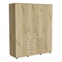 Closet Fontan 4 Puertas 3 Cajones 179X150X49 Rta Madera natural Blanco