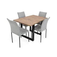 Comedor 4 Puestos Marsella Sillas Ibiza 75X122X80 Plata