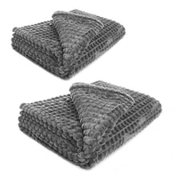 Set X2 Mantas Frazada Cobija De Lujo Gris