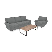 Sofá 4 Puestos Lancaster y Mesa Damasco 307x80x174 cm Gris