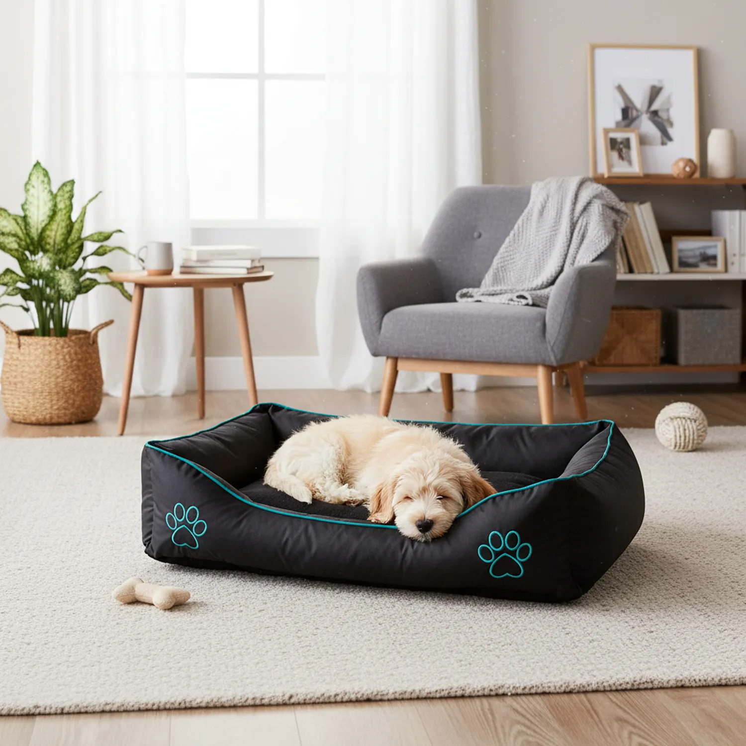 Cama Para Mascotas  Soft 97X71X24Cm Extra Grande Turquesa Interpet 5