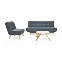 Sala con Sofá Cama Gales 84x262x157 Gris y Mesa