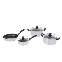 Bateria de Cocina 7 Piezas Aluminio Tapa Vidrio