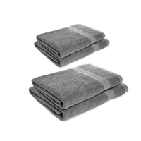Kit X4 Toallas De Baño De Cuerpo Extragrande 100% Algodón Gris